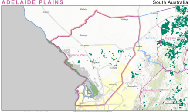 Adelaide Plains wine region map