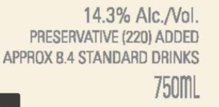 Alcohol by volume statement on a wine label