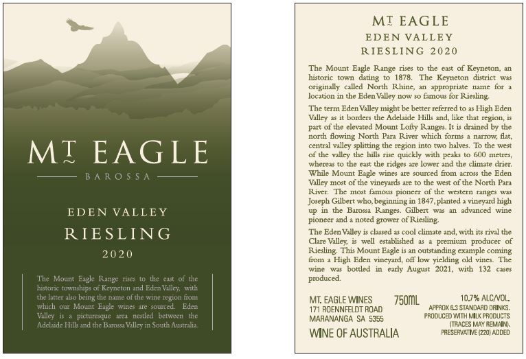 Mount Eagle Eden Valley Riesling
