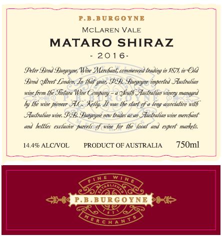 P.B.Burgoyne McLaren Vale Mataro Shiraz