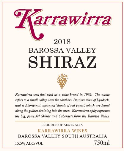  Know from the colour that a big mouthful awaits - Karrawirra Shiraz