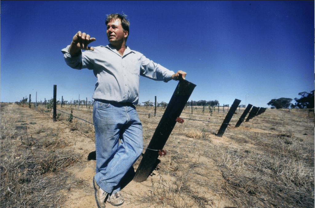 Rolf Binder in a family vineyard