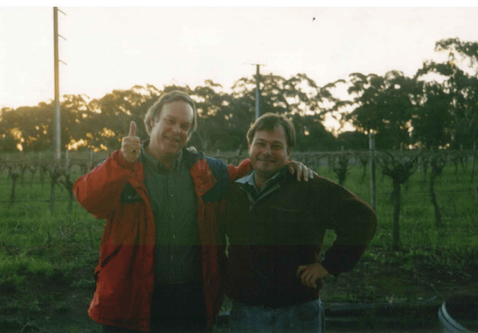 Robert Parker and Rolf Binder in one of Rolf's vineyards